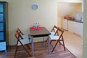 Ferienhaus im Spreewald: Essbereich im Wohnzimmer