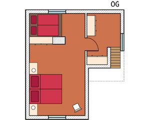 Ferienhaus im Spreewald: Grundriss Obergeschoss Ferienhaus Antje