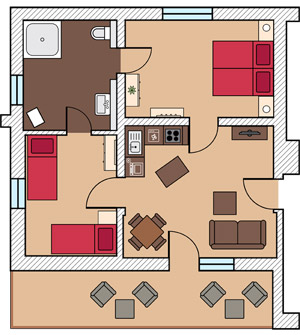 Ferienwohnungen im Spreewald: Grundriss Ferienwohnung Spreewaldgurke